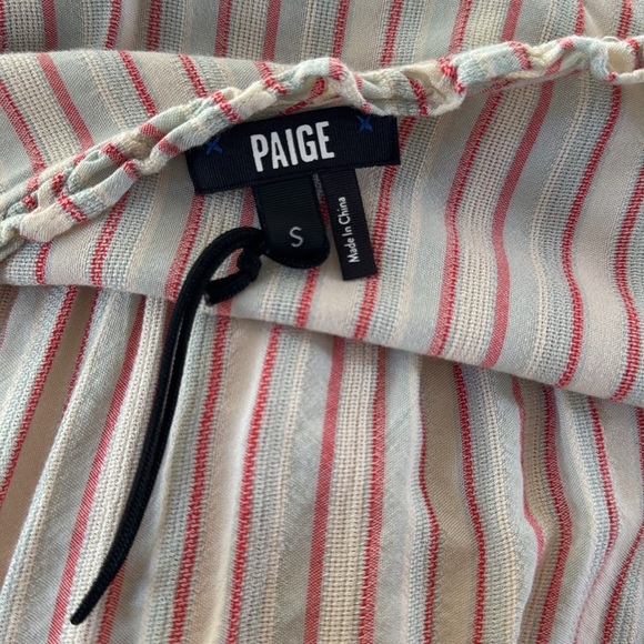 Paige Kylen Stripe 3/4 Sleeve V-Neck Mini Ruffle Casual Summer Dress Size S - Picture 10 of 11